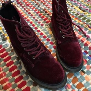 Burgundy Velvet Dr Martens